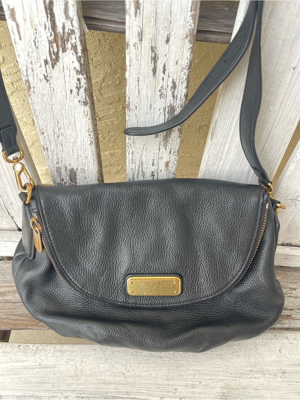 Marc by Marc Jacobs Classic Q Natasha Black Pebbled Leather Crossbody Bag